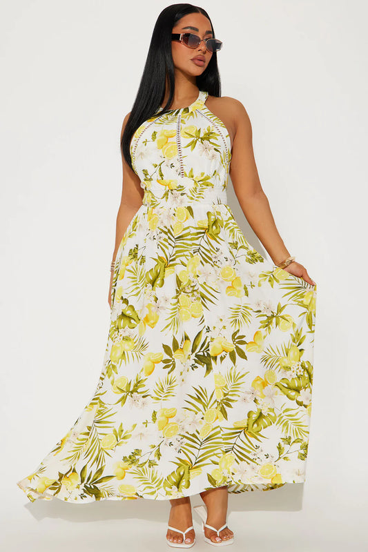 Odessa Printed Maxi Dress - Green/combo