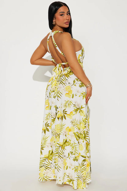 Odessa Printed Maxi Dress - Green/combo
