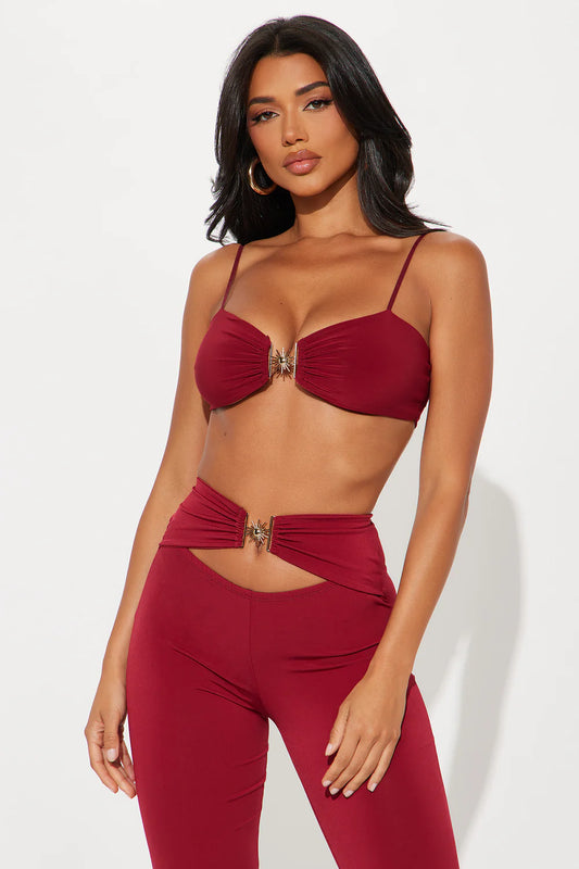 Sundown Siren Pant Set - Burgundy