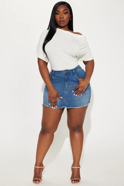 Flatter Me Off Shoulder Bodysuit-Ivory