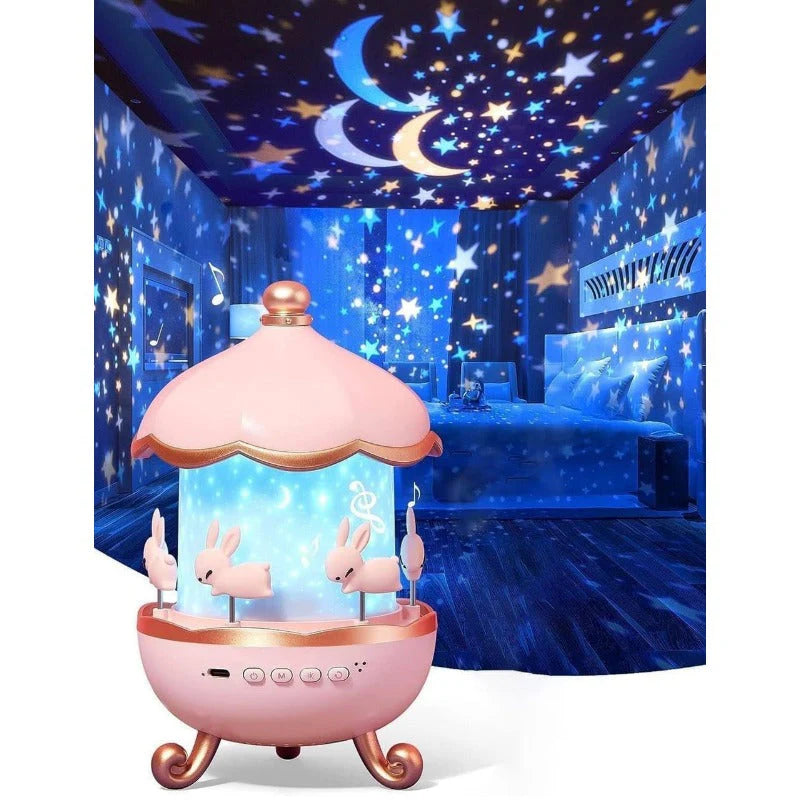 360º Rotating Rabbit Night Light Projector