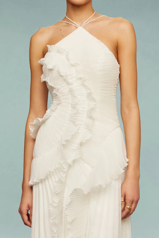 Emma  Pleated Ruffle Maxi Dress