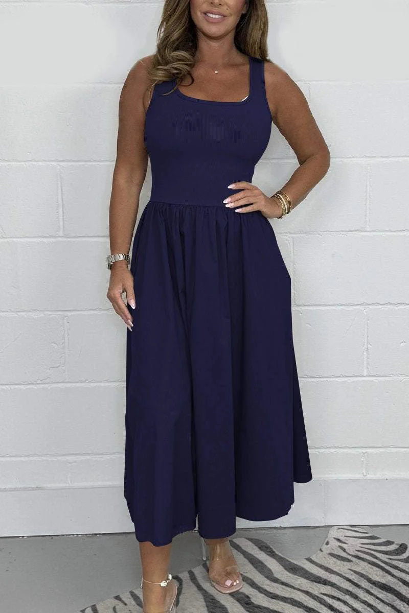 Women's flared t-Shirt Midi Dress-Effortlessly chic