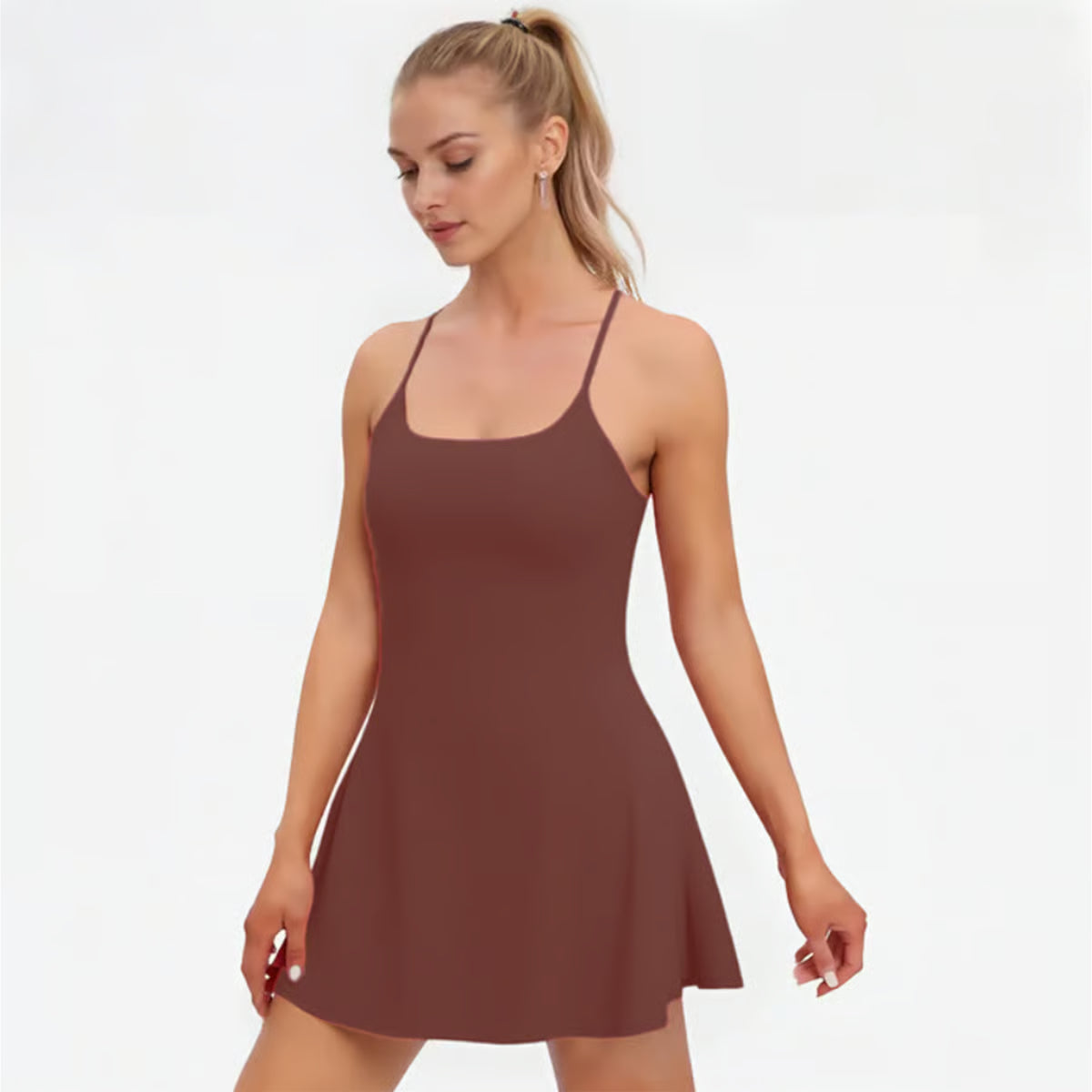 The ultimate backless sports dress — designed for movement and easy bathroom breaks