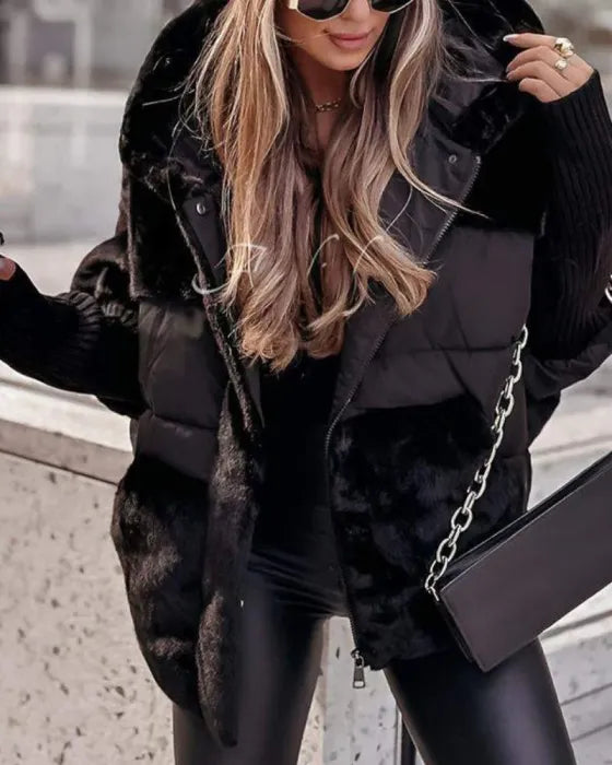Women's warm hooded coat
